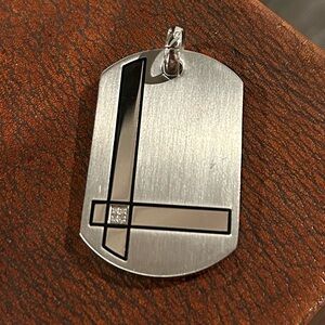 Stainless Steel Diamond Accent Tag Pendant